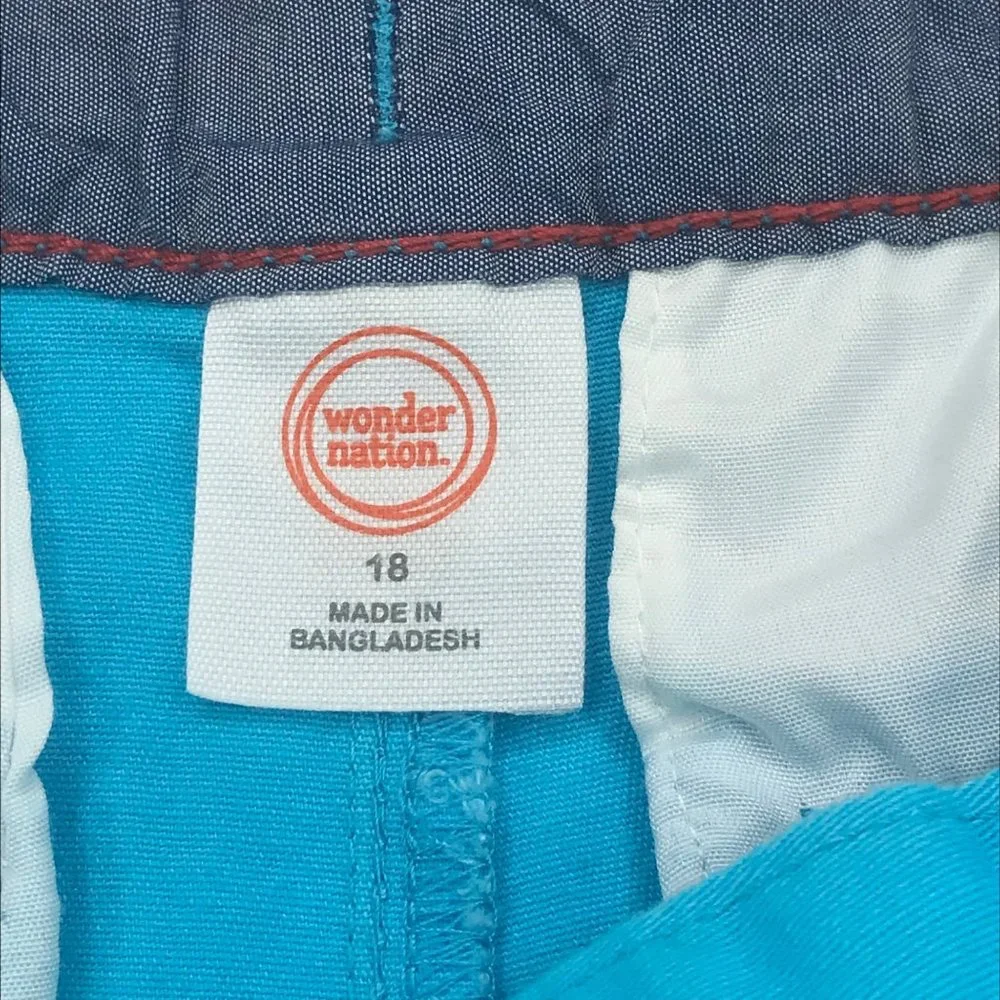 Wonder Nation Boy's Size 18 Adjustable Waist Blue Shorts New With Tags